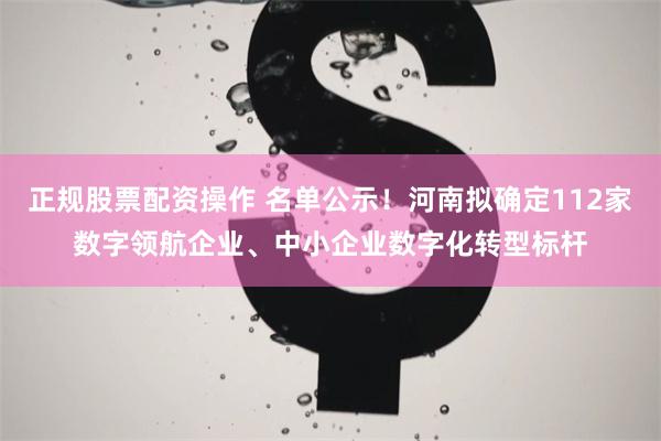 正规股票配资操作 名单公示！河南拟确定112家数字领航企业、中小企业数字化转型标杆